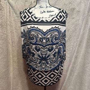 Alfani large blue black & white top